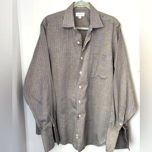 PAUL FREDRICK Gray Chevron Sz 16/36 Finest Long Staple Cotton USA French Cuff LS
